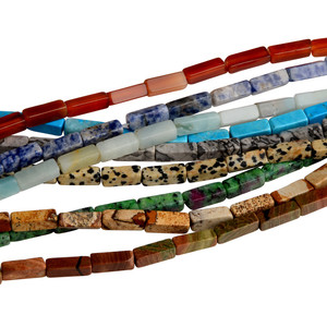 Perles en <span class=keywords><strong>pierre</strong></span> naturelle 4*13mm, forme carrée tube rouge, avec trou, couleurs mélangées, vente en gros pour accessoires de bijoux de mode DIY - Product Image 2