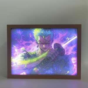 Figura de Anime Demon Slayer, marco de fotos de madera Led, luces de pintura para dormitorio, luz de <span class=keywords><strong>noche</strong></span> Led 3D, lámpara de decoración de regalo de cumpleaños - Product Image 2