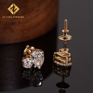 Oferta Especial: Pendientes de Oro de 10K con Dos Diamantes Cultivados en Laboratorio NGIC VVS, Cierre de Rosca, Engaste de Garra, Joyería para Mujer - Product Image 4