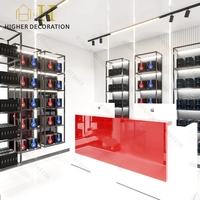 Massivholz-Handy-Präsentationsvitrine aus Edelstahl mit LED-Beleuchtung für Telefonladentheken
