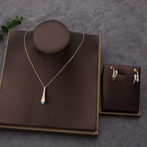 HIBRIDE Set perhiasan Dubai Afrika mewah bunga terkenal untuk wanita Set anting-anting kalung pengantin pernikahan zirkon pesta pernikahan N-976 - Product Image 1