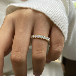 Women's 925 Sterling <b>Silver</b> Moissanite <b>Eternity</b> Band <b>Ring</b> Round Brilliant Cut Channel Setting Classic Wedding <b>Ring</b> - Product Image 6