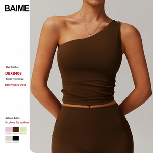 BAIME Nuevo Top Deportivo <span class=keywords><strong>de</strong></span> Moda con Hombro Inclinado <span class=keywords><strong>de</strong></span> Secado Rápido, Top Corto <span class=keywords><strong>de</strong></span> Yoga, Top Ajustado <span class=keywords><strong>de</strong></span> Moda Deportiva - Product Image 2