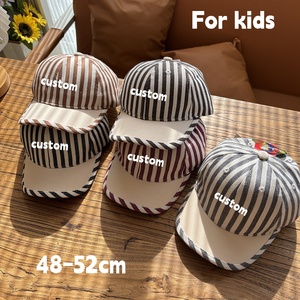 Cappellino da Baseball per Bambini 1-3 Anni, Estivo/Primaverile, a Righe, 48-52cm, Cappello da Sole in Cotone Nero Regolabile per Bambini e Bambine - Product Image 1