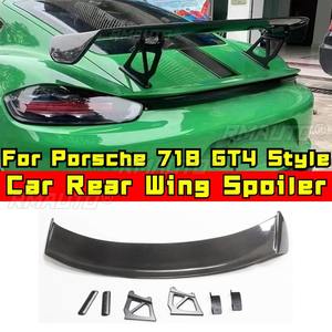 Alerón trasero de fibra de carbono real para Porsche 718, estilo GT4, pieza de modificación para el alerón trasero del coche. - Product Image 1