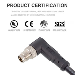 <span class=keywords><strong>Cable</strong></span> Moldeado con Interfaz Metálica M8, Conector Macho Recto de 90 Grados, IP67 Impermeable, <span class=keywords><strong>Cable</strong></span> Blindado - Product Image 2