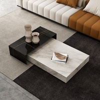Table basse moderne extensible en marbre blanc multi-tailles avec plusieurs combinaisons pour un salon de luxe, meubles de maison