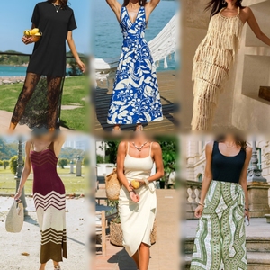 Lote al por mayor de vestidos casuales de mujer hasta la rodilla, pacas mixtas de vestidos midi de verano, ropa en stock para reventa a granel - Product Image 2