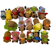 Porte-clés décapsuleur en peluche crochetée à la main avec impression numérique, motif capybara mignon, mini accessoire de dessin animé