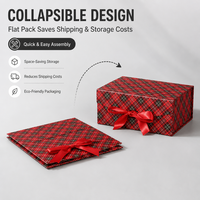 Boîte carrée rigide pliable en carton écologique, emballage de luxe pour cosmétiques et parfums, nœud papillon en papier rouge, fermeture magnétique, boîte rigide