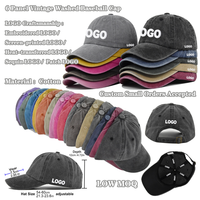 Gorra de Béisbol de 6 Paneles con Visera Curva, Ajustable, de Algodón Lavado Vintage, Personalizable con Logotipo Bordado o Impreso