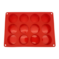 BHD NOUVEAU Moule à biscuits DIY sans BPA, pliable, facile à démouler, rond, 12 cavités, en silicone pour cupcakes