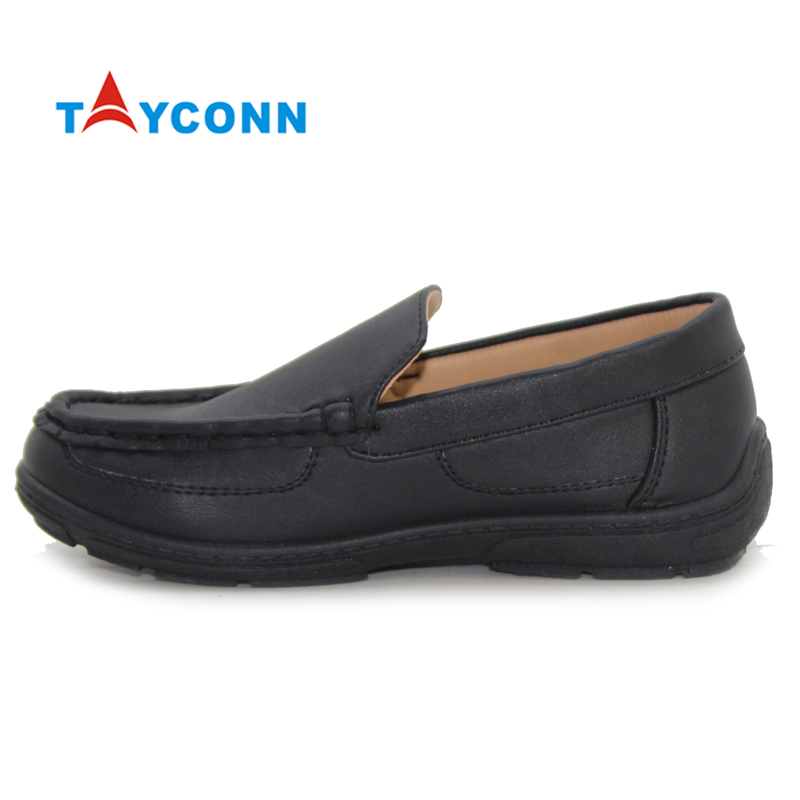 kids children black moccasin slip on shoes boy fashion soft school loafers