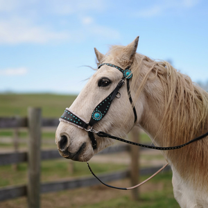 Bridon de cheval portugais sans bit personnalisé en cuir premium réglable avec conchos pour l'équitation - Product Image 3