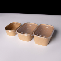 Boîte à repas jetable rectangulaire en papier biodégradable avec couvercle