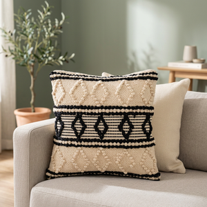 New Style Customised Organic 45x45 cm Square Natural Cotton Bohemian Hand-Knotted Woven Cushion Cover Pillow Case for Home Hotel - Product Image 3