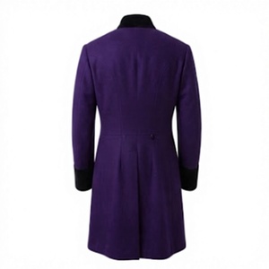 Vintage Men's Overcoat Woolen Frock Coat Embroidered Button Front Long Outerwear <b>for</b> Winter - Product Image 3