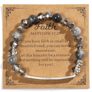 SUNSHINE DAYDREAM Nueva Pulsera Elástica Hecha a Mano con Cuentas de Vidrio de 8mm y Piedras Preciosas Naturales, Pulsera con Tubo Curvo y Letra Grabada - Product Image 4
