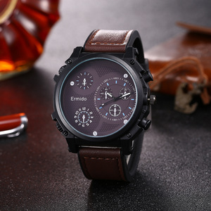 뜨거운 판매 최고 브랜드 CHAXIGO 새로운 남성용 시계 가죽 스트랩 다기능 크로노그래프 시계 방수 발광 석영 시계 - Product Image 1