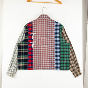 Factory Direct Custom OEM Streetwear Multicoloured <strong>Patchwork</strong> Chain Embroidery Cotton Flannel Long Sleeve Designer <strong>Shirts</strong> for Men - Product Image 2