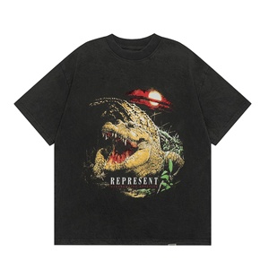 <span class=keywords><strong>Camiseta</strong></span> Gráfica Vintage Lavada Represent, Oversize de Algodón Pesado con Estampado Animal, Estilo Urbano, Manga Corta, Casual para Hombre - Product Image 6