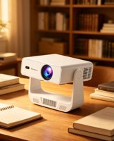 Projecteur de cinéma maison intelligent portable HT51 Mini 4K pour l'extérieur avec Android 14, 120 lumens, projection de 10 m pour films
