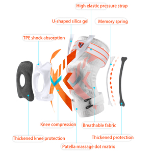 Supporto per Ginocchio di Alta Qualità, Spesso e Compressivo, per Ciclismo e Basket, con Cinghie Stabilizzanti in Spandex e Nylon - Product Image 4