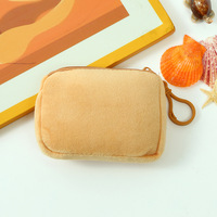 Étui pour écouteurs en peluche couleur unie, forme carrée, avec fermeture ouverte, couleur bonbon, simple, cadeau
