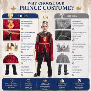 Costumes de fête d'Halloween et de Noël, déguisements pour enfants, garçons, prince médiéval, costume de roi, HCBC-022 - Product Image 3