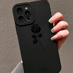 Black Love Rose Printing Pupil Eye Pro Camera Hole TPU Funda para teléfono móvil para Iphone 17 8 X Xr Xs 11 12 13 14 15 16 Pro Max - Product Image 4
