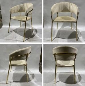 Sedie da Pranzo di Lusso con <span class=keywords><strong>Gambe</strong></span> in Metallo Dorato per Ristoranti Occidentali, Pasticcerie e Sale da Tè, Sedie per Mensa del Personale, Divanetti e Poltrone - Product Image 3