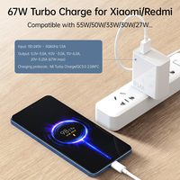 Chargeur 67W Turbo 6A Adaptateur secteur USB rapide Prise US pour Xiaomi 15 14 13 Pro Lite Redmi Note K80 K60 Poco F5 X5 F4