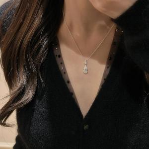 Collier en argent pur S925 avec zircon en forme de goutte d'eau dynamique, exquis, simple, doux, chaîne de clavicule avec larmes, étoiles, niche - Product Image 4