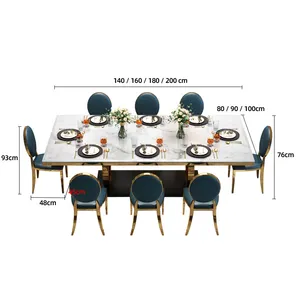 Китайский производитель роскошный обеденный стол для 6 8 стульев с мраморной столешницей обеденный стол стулья в столовой из переработанной сосны