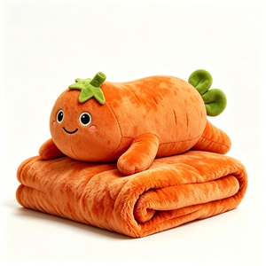 Peluche de zanahoria, muñeco de peluche de zanahoria, manta de peluche 2 en 1, combo de manta y almohada de vegetales, manta para siesta infantil, juguete de zanahoria kawaii - Product Image 2