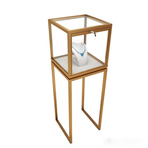 Vetrina Espositiva Rettangolare in Acciaio Inox Spazzolato per Gioielleria, Oro Rosa, Espositore per Orologi e Gioielli - Product Image 1