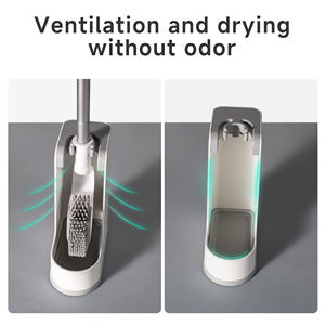 HOLAMOPA Brosse de toilette et support Support mural Design égouttoir inclus Matériau plastique durable Salle de bain Essentiel - Product Image 5