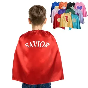 Capas de vestido de super herói para crianças, capas de design de cetim com dois lados