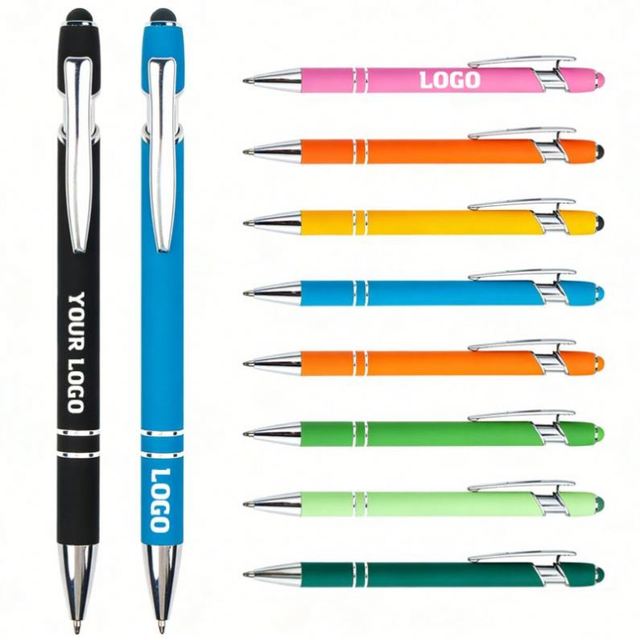 Promo Business Gift Metal Plastic Black Ink With Logo Wholesale Engraving Touch Screen Stylus Ballpoint Pens