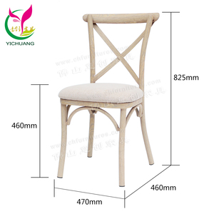 Silla de comedor de aluminio antigua, con respaldo cruzado, imitación de madera, para restaurante - Product Image 2