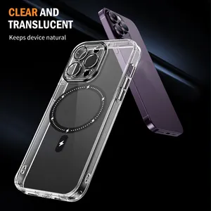 High Quality Transparent PC Magnetic Shockproof Mobile Phone Case For IP 14 Pro Customizable Logo Protection Function