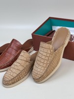 Chaussures en cuir de crocodile véritable pour hommes, mocassins élégants en cuir, chaussures habillées classiques décontractées pour affaires, chaussures à talon apparent