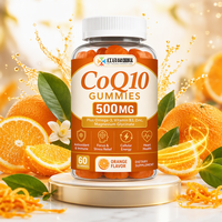 Gummies CoQ10 Oméga-3 Vitamine B3 Zinc Magnésium Glycinate Marque Blanche 500mg par Portion Saveur Orange 60 Unités