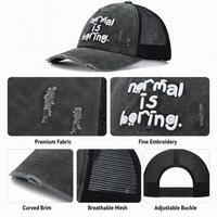 Gorras de mezclilla desgastadas vintage al por mayor con bordado 3D y malla trasera, gorra trucker personalizada para uso diario casual y streetwear.