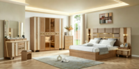 Ensemble de meubles de chambre à coucher moderne très vendu pour hôtels, comprenant un lit king size, une armoire et une coiffeuse, en MDF extensible