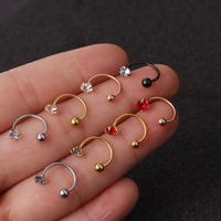 En gros Non-Piercing C-Forme En Acier Inoxydable Nez Oreille Cartilage Clip Sur Boucles D'oreilles avec Boule De Cristal Goujons D'extrémité