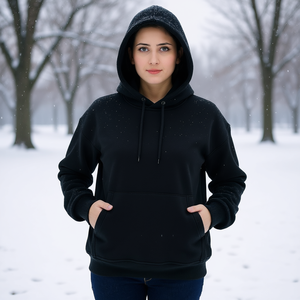 Sweat à capuche personnalisé pour femme, en polaire, chaud et confortable pour l'hiver, impression de logo personnalisée, service OEM, couleur unie, manches longues - Product Image 2