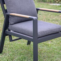 Fauteuil de jardin moderne à vérin à gaz avec coussins, chaise de patio réglable avec structure en aluminium