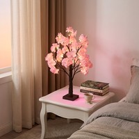 Lámpara LED de Árbol de Flores de Cerezo de 60 cm, 24 LED, Luz Blanca Cálida, Funciona con Pilas, IP44, Control por Botón, Decoración de Mesa, Luz Nocturna, Decoración del Hogar