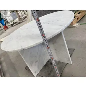 Natural Stone Carrara White Marble Top With Base Round Marble Dining Table